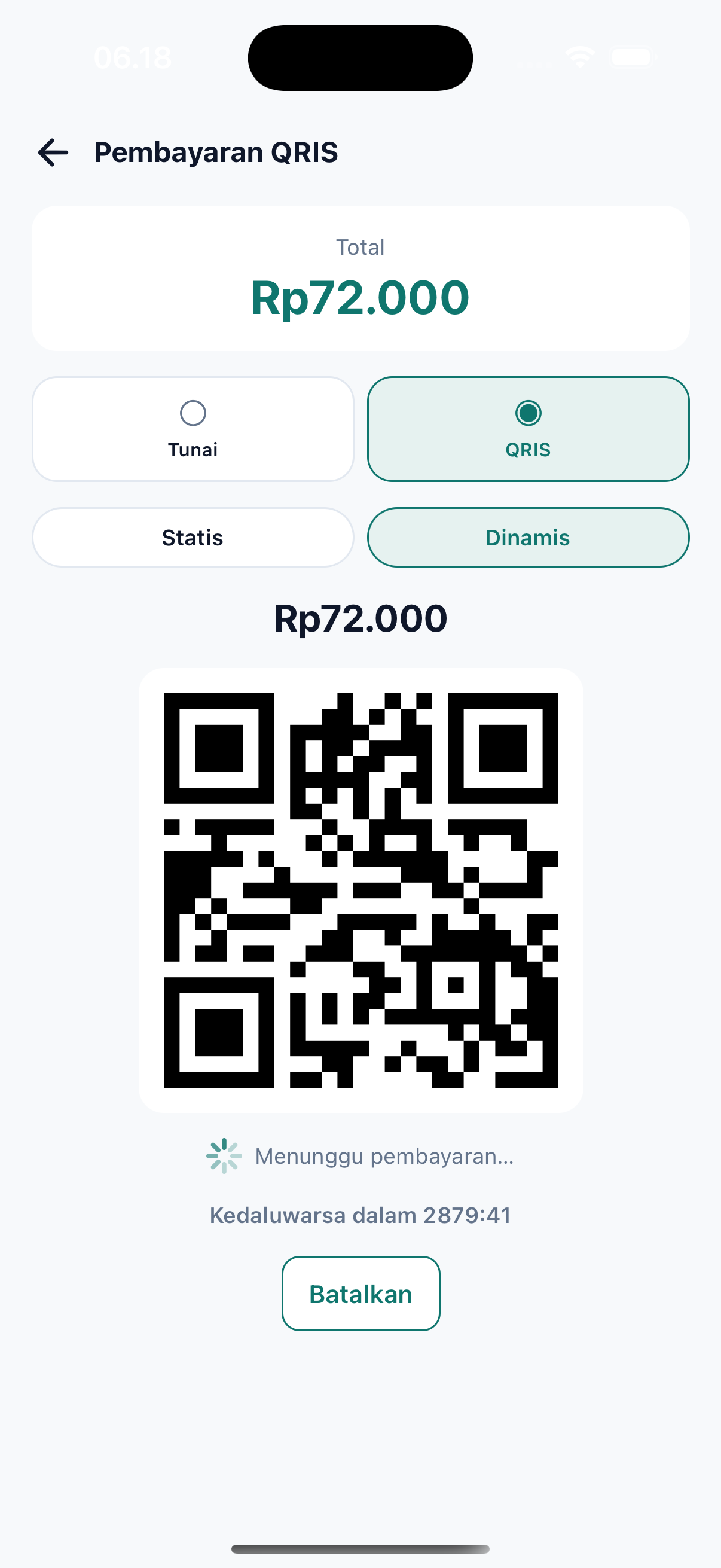 Layar Pembayaran QRIS aplikasi Lajoo